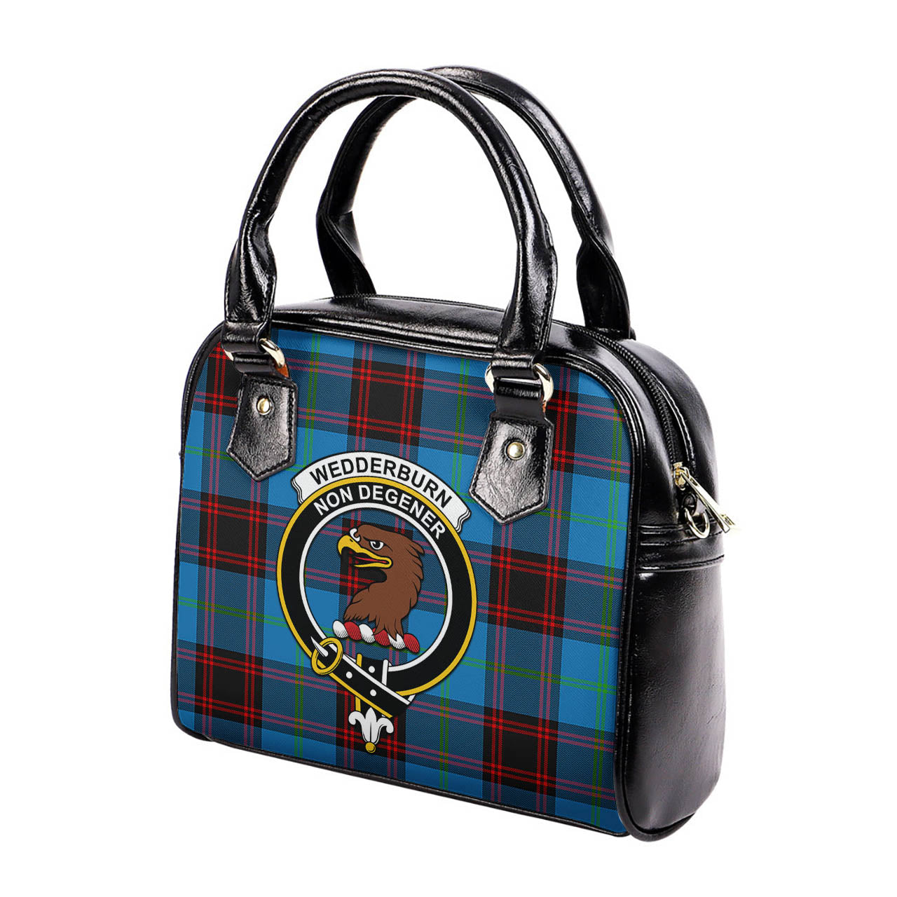 Wedderburn Tartan Shoulder Handbags with Family Crest - Tartanvibesclothing