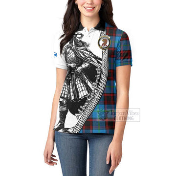 Wedderburn Tartan Clan Crest Women's Polo Shirt with Highlander Warrior Celtic Style - Tartan Vibes Clothing