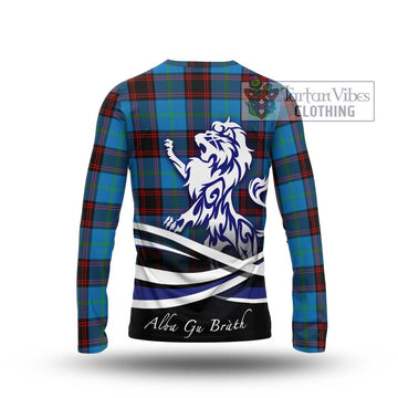 Wedderburn Tartan Long Sleeve T-Shirt with Alba Gu Brath Regal Lion Emblem - Tartan Vibes Clothing