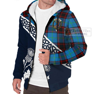 Wedderburn Tartan Sherpa Hoodie Featuring Thistle and Scotland Map - Tartan Vibes Clothing