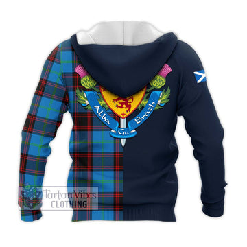 Wedderburn Tartan Knitted Hoodie Alba with Scottish Lion Royal Arm Half Style - Tartan Vibes Clothing