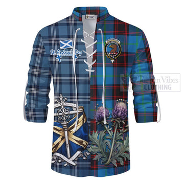 Wedderburn Tartan Ghillie Kilt Shirt Happy St. Andrew's Day Half Tartan Style - Tartan Vibes Clothing