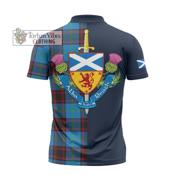 Wedderburn Tartan Zipper Polo Shirt Alba with Scottish Lion Royal Arm Half Style - Tartan Vibes Clothing