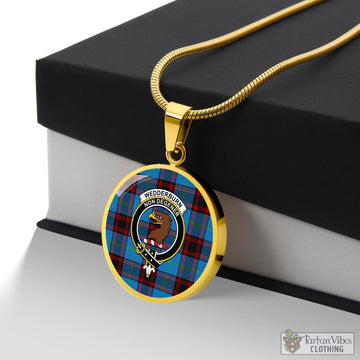 Wedderburn Tartan Circle Necklace with Family Crest Luxury Necklace (Gold) No - Tartan Vibes Clothing