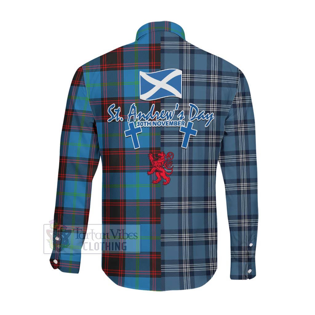 Wedderburn Tartan Long Sleeve Button Shirt Happy St. Andrew's Day Half Tartan Style Men's Shirt - Tartan Vibes Clothing