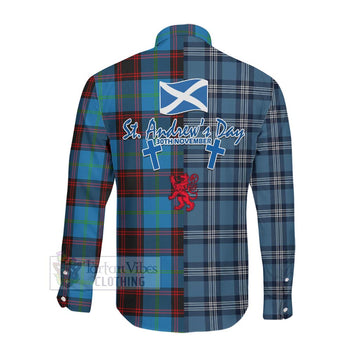 Wedderburn Tartan Long Sleeve Button Shirt Happy St. Andrew's Day Half Tartan Style Men's Shirt - Tartan Vibes Clothing