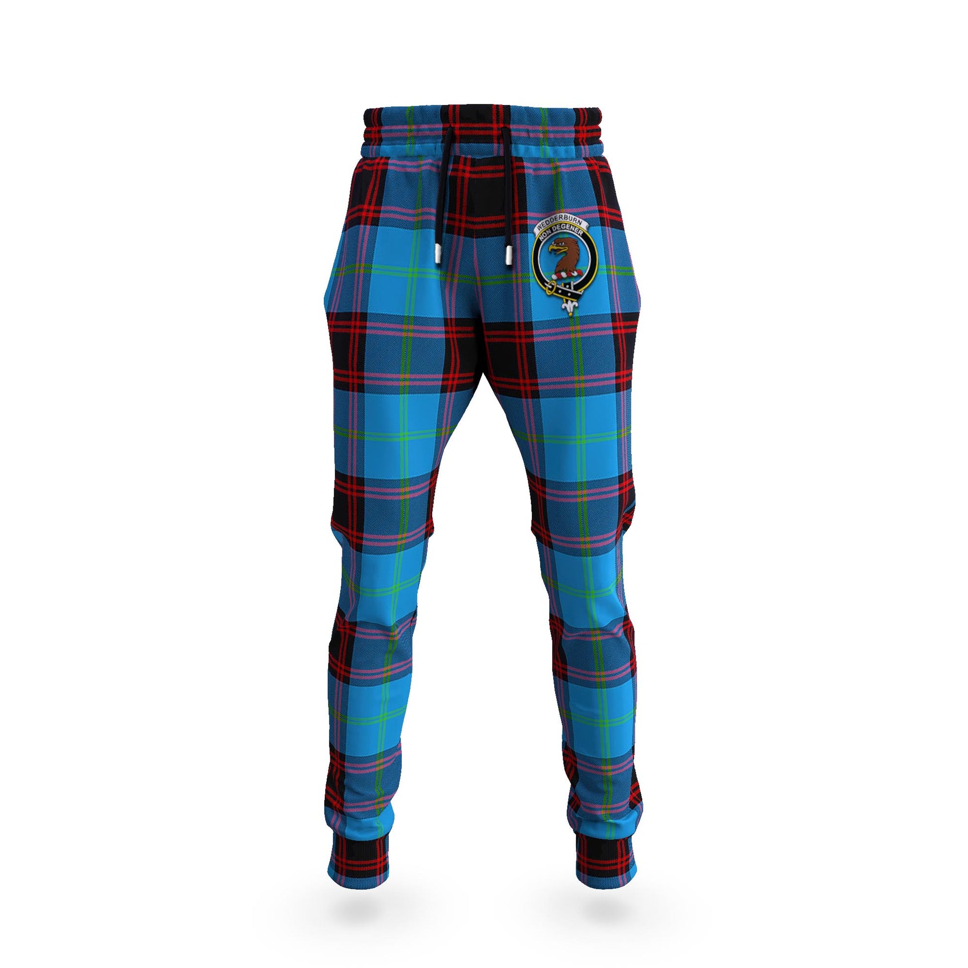 Wedderburn Tartan Joggers Pants with Family Crest 5XL - Tartan Vibes Clothing