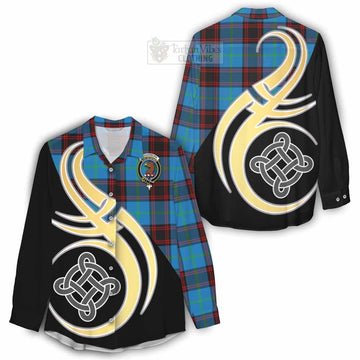 Wedderburn Tartan Women's Casual Shirt with Family Crest and Celtic Symbol Style - Tartan Vibes Clothing