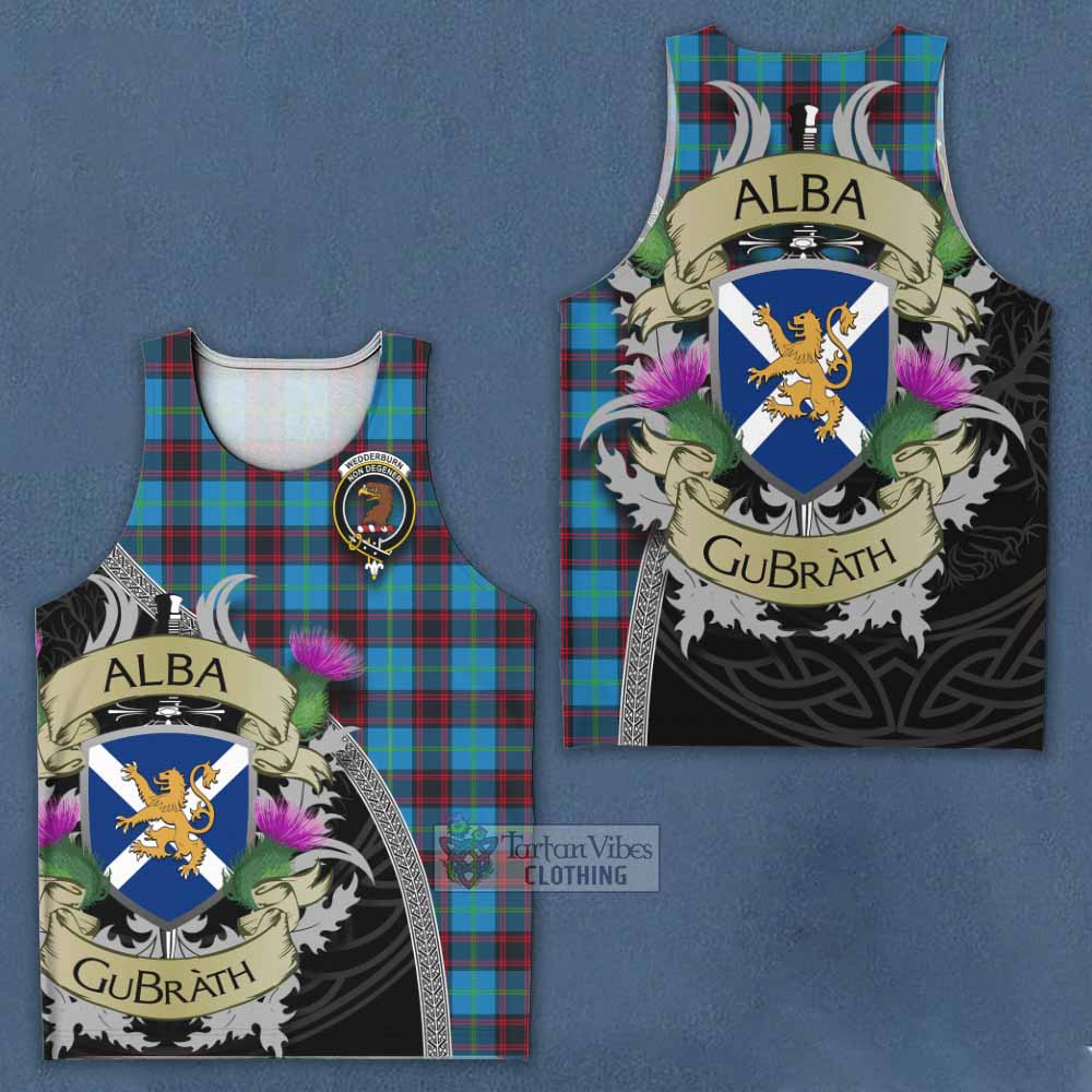 Wedderburn Tartan Family Crest Men's Tank Top Lion Rampant Royal Thistle Shield Celtic Inspired - Tartan Vibes Clothing