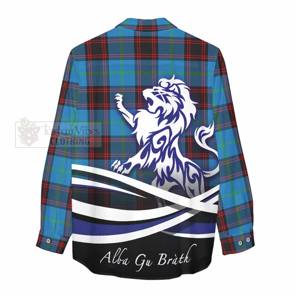 Wedderburn Tartan Women's Casual Shirt with Alba Gu Brath Regal Lion Emblem - Tartan Vibes Clothing