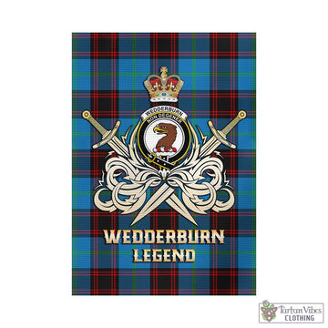 Wedderburn Tartan Garden Flag with Clan Crest and the Golden Sword of Courageous Legacy