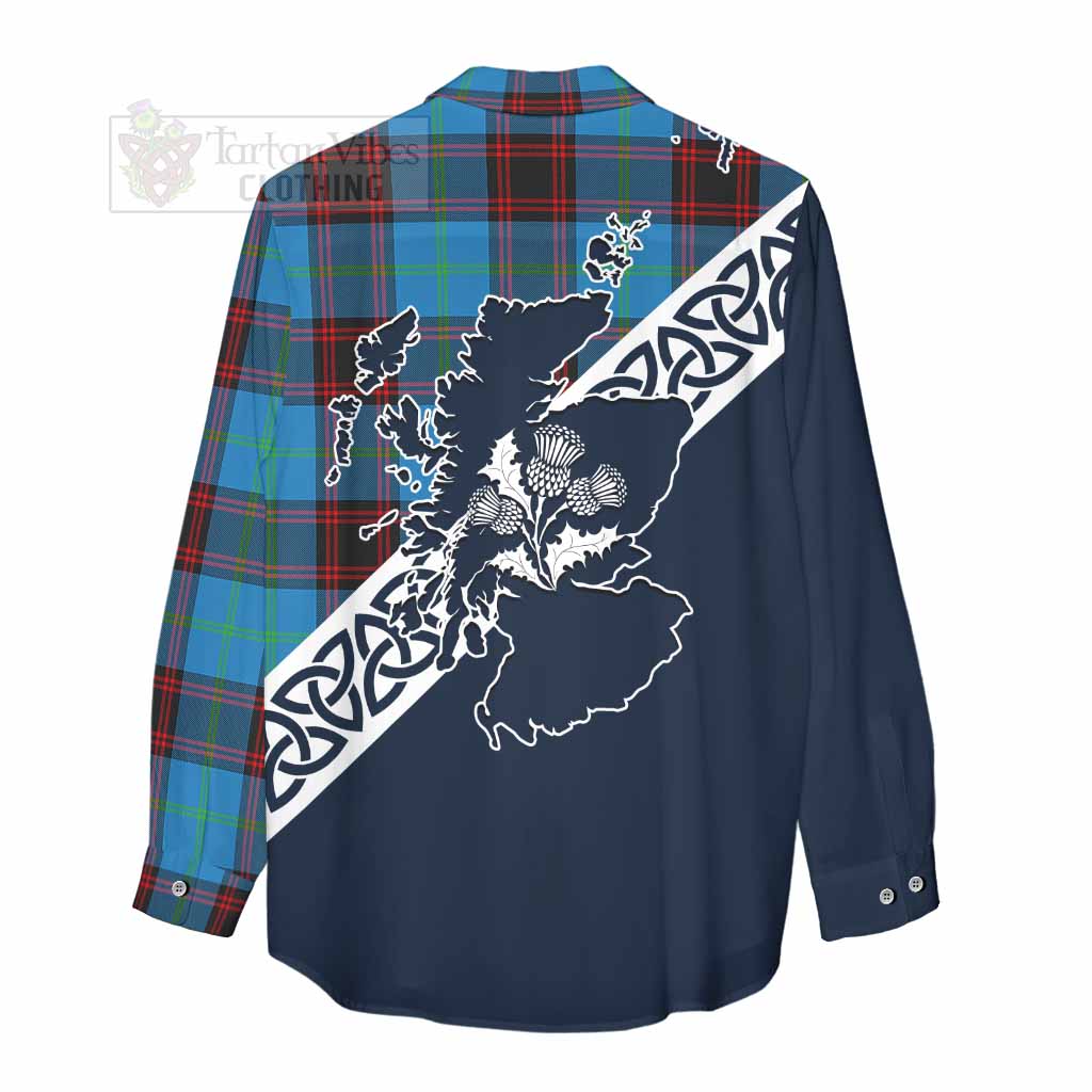 Wedderburn Tartan Women's Casual Shirt Featuring Thistle and Scotland Map - Tartan Vibes Clothing