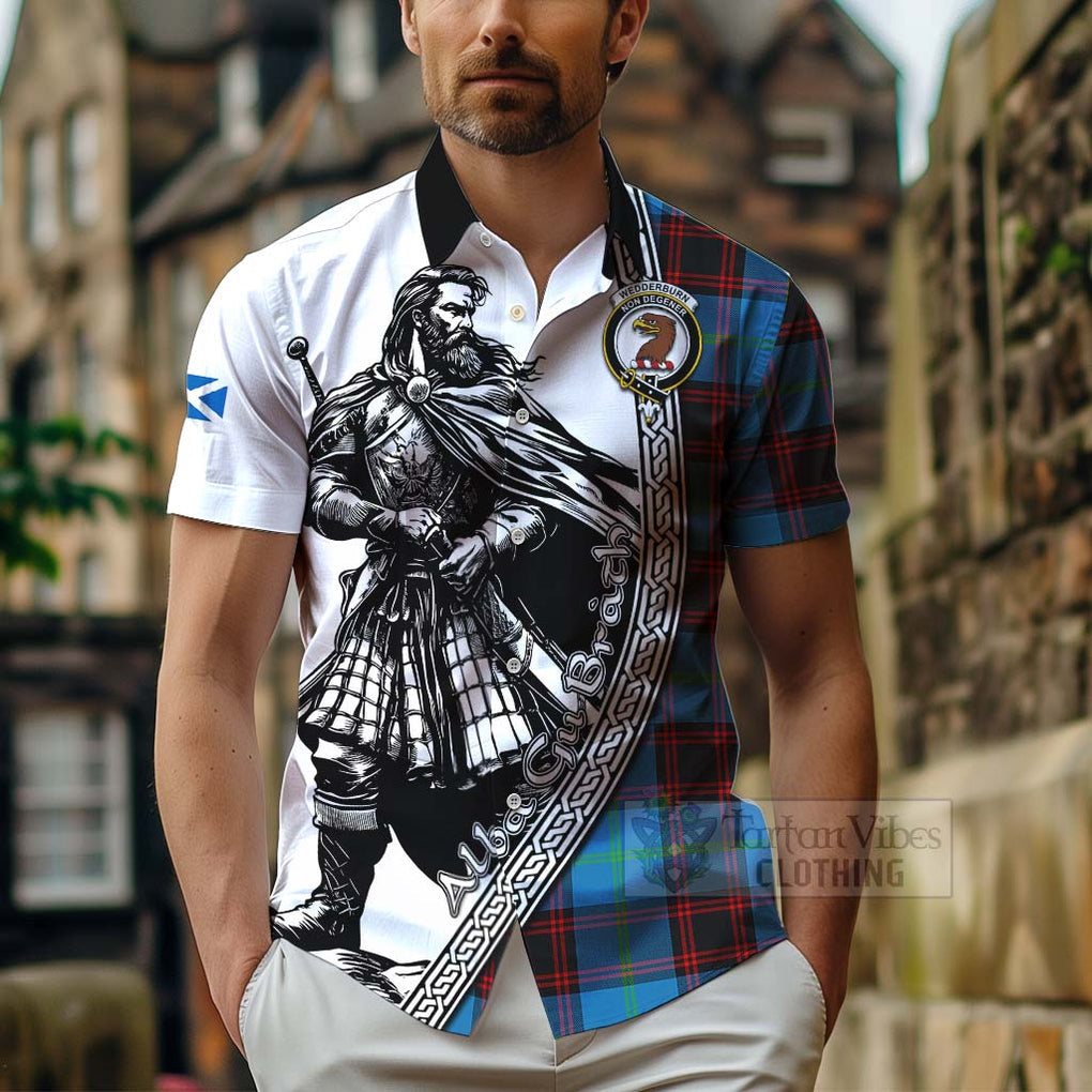 Wedderburn Tartan Clan Crest Hawaiian Shirt with Highlander Warrior Celtic Style - Tartan Vibes Clothing