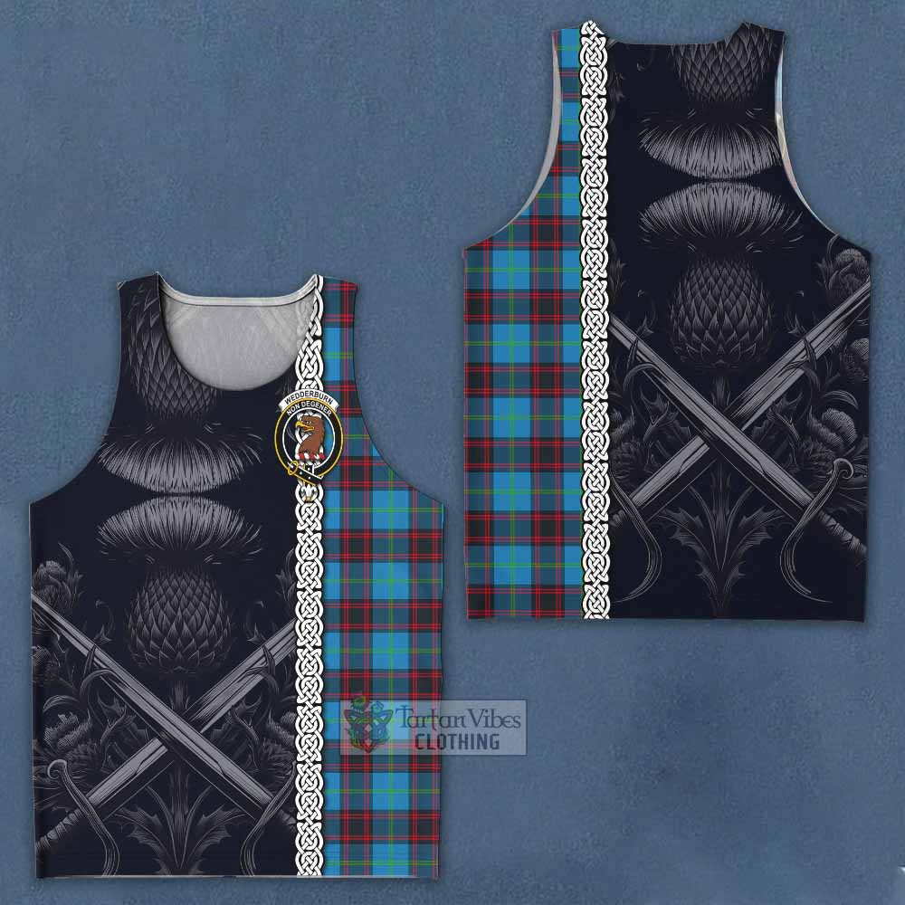 Wedderburn Tartan Men's Tank Top with Family Crest Cross Sword Thistle Celtic Vibes - Tartan Vibes Clothing