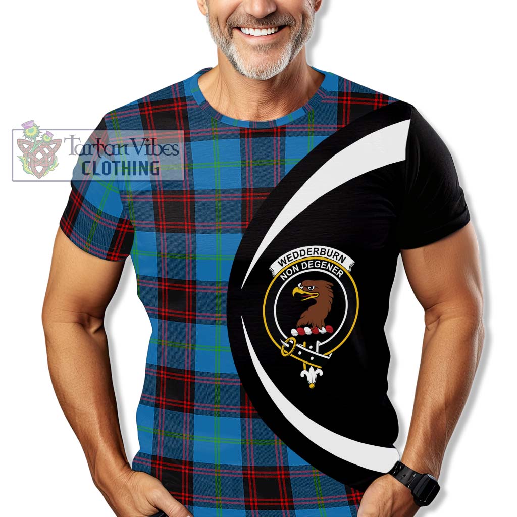 Wedderburn Tartan T-Shirt with Family Crest Circle Style - Tartan Vibes Clothing