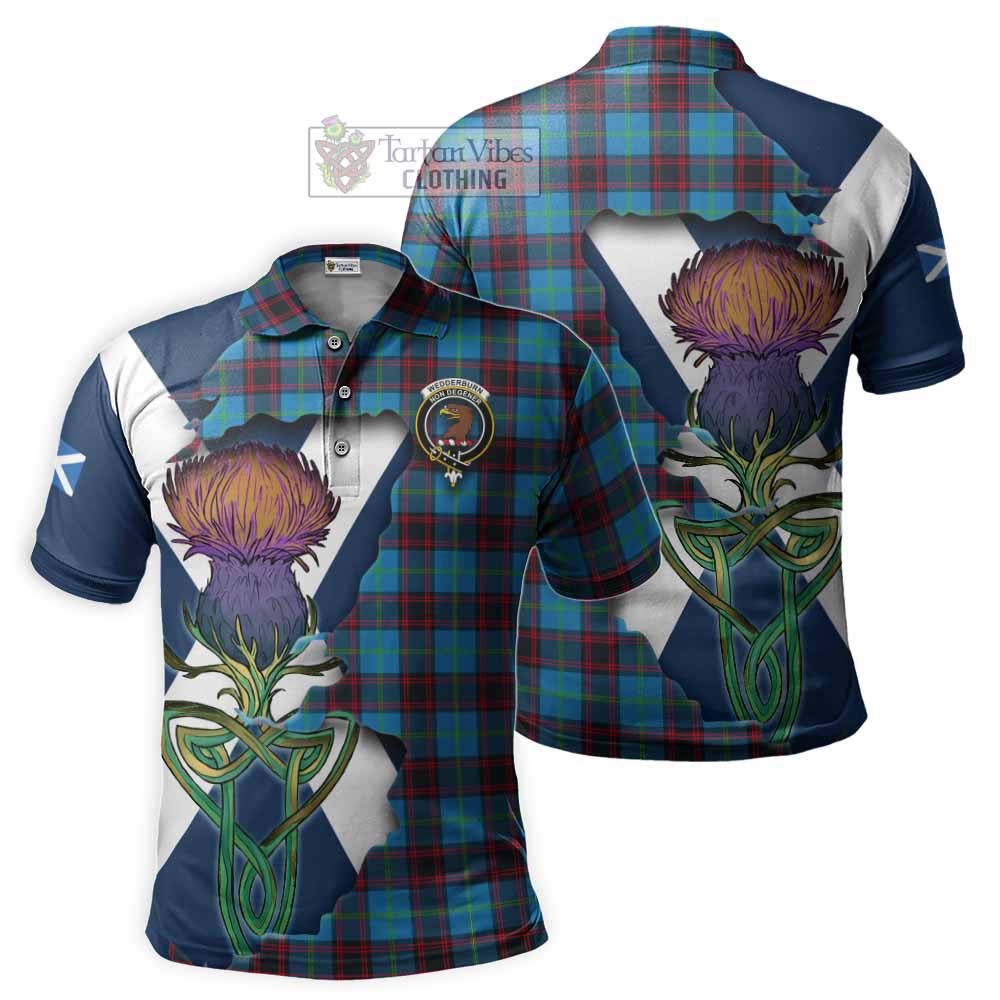 Tartan Vibes Clothing Wedderburn Tartan Family Crest Polo Shirt Scottish Thistle Celtic Inspired