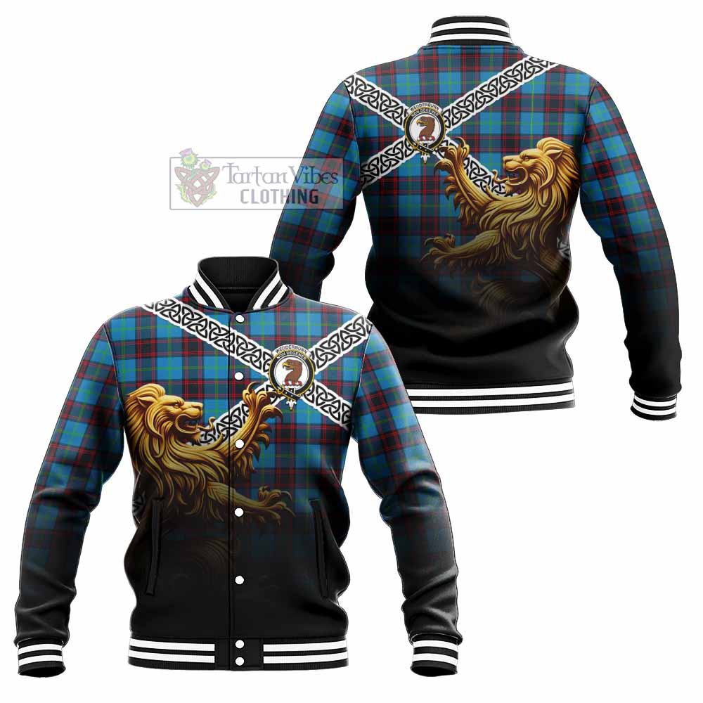 Wedderburn Crest Tartan Baseball Jacket with Golden Lion Emblem Celtic Style - Tartan Vibes Clothing