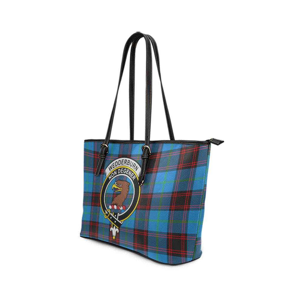 Wedderburn Tartan Leather Tote Bag with Family Crest - Tartan Vibes Clothing