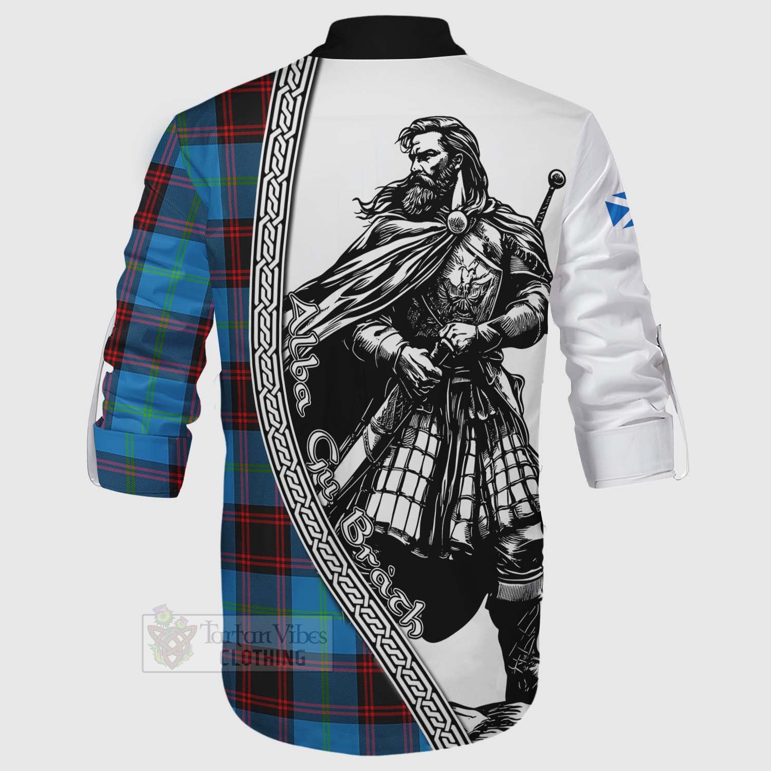 Wedderburn Tartan Clan Crest Ghillie Kilt Shirt with Highlander Warrior Celtic Style - Tartan Vibes Clothing
