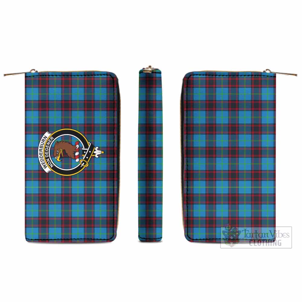Wedderburn Tartan Women's Leather Wallet with Family Crest - Tartan Vibes Clothing