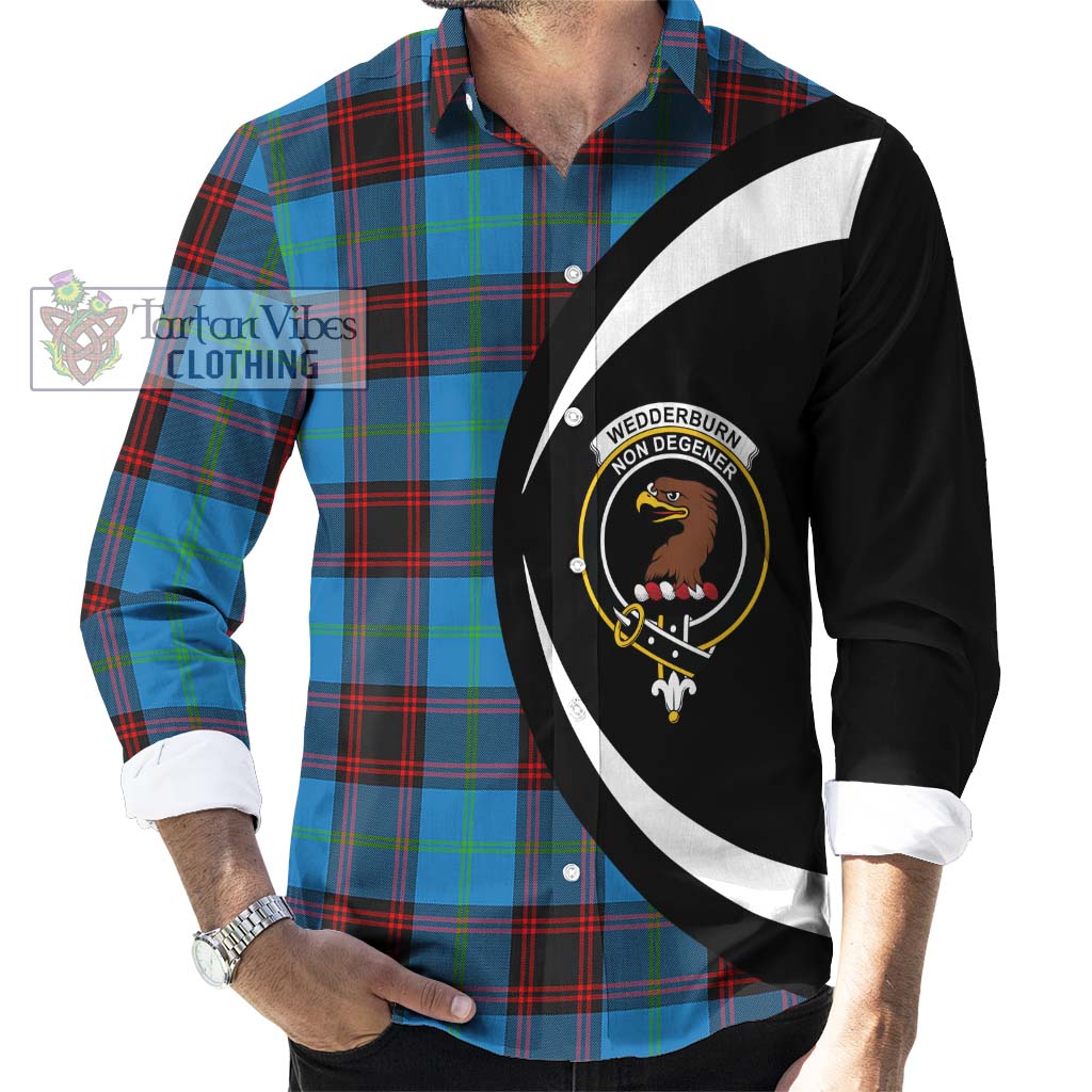 Wedderburn Tartan Long Sleeve Button Up with Family Crest Circle Style - Tartan Vibes Clothing