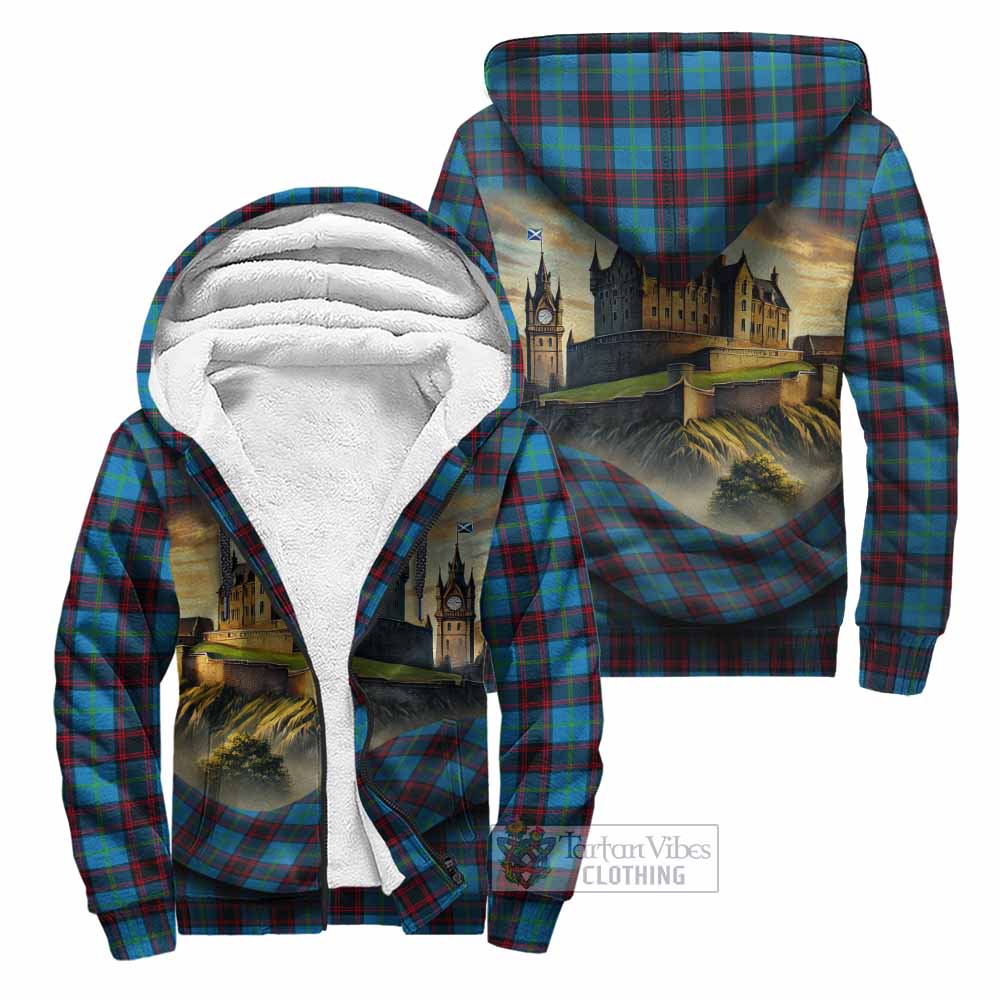 Wedderburn Tartan Family Crest Sherpa Hoodie with Scottish Ancient Castle Style Unisex - Tartan Vibes Clothing