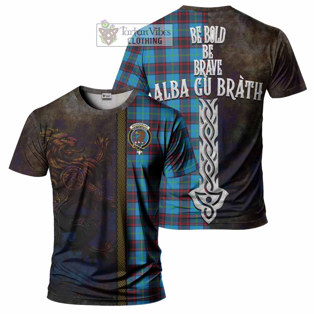 Wedderburn Tartan Family Crest T-Shirt Alba Gu Brath Be Brave Lion Ancient Style - Tartan Vibes Clothing