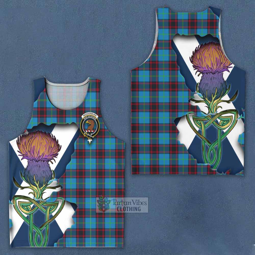 Tartan Vibes Clothing Wedderburn Tartan Family Crest Men's Tank Top Scottish Thistle Celtic Inspired