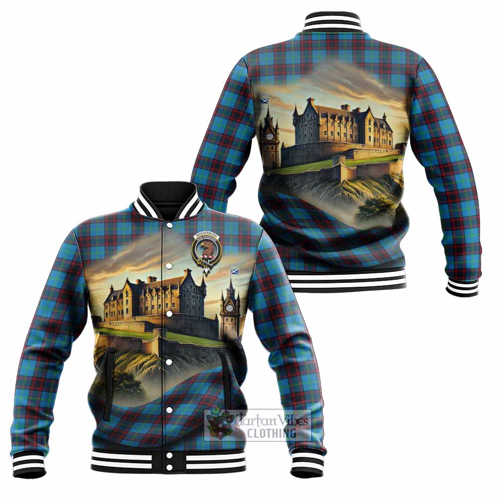 Wedderburn Tartan Family Crest Baseball Jacket with Scottish Ancient Castle Style - Tartan Vibes Clothing