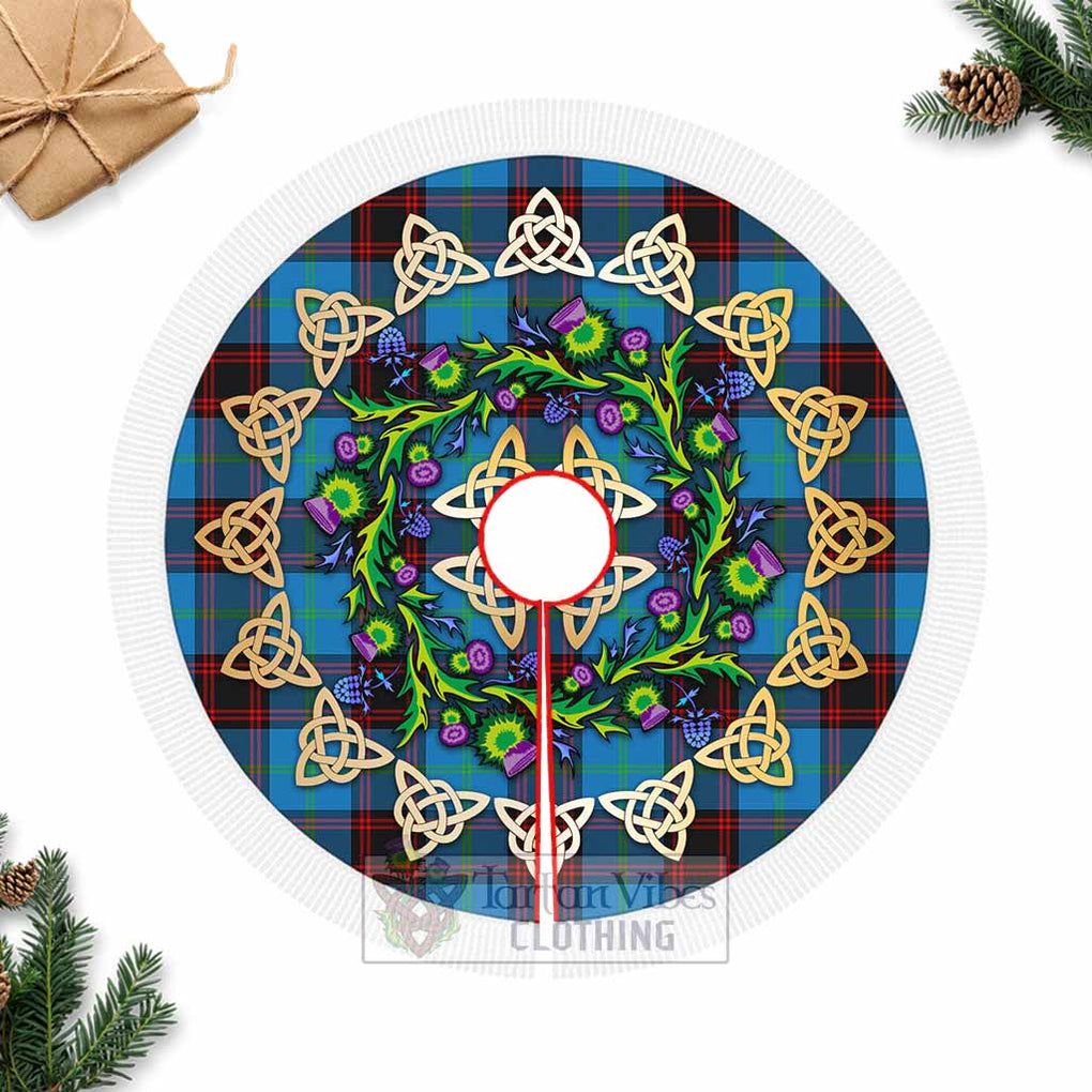 Tartan Vibes Clothing Wedderburn Tartan Christmas Tree Skirt with Thistle Celtic Knot Style