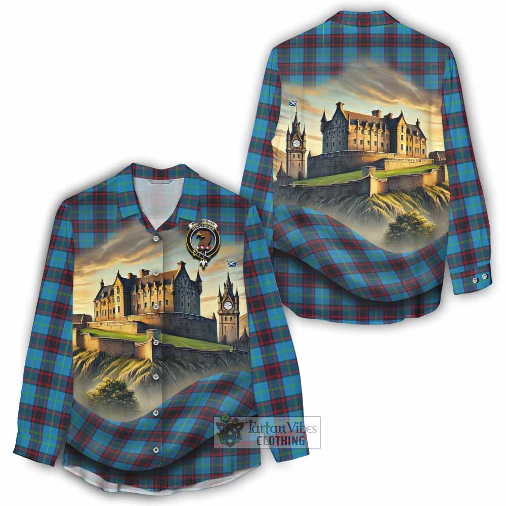 Wedderburn Tartan Family Crest Women's Casual Shirt with Scottish Ancient Castle Style - Tartan Vibes Clothing