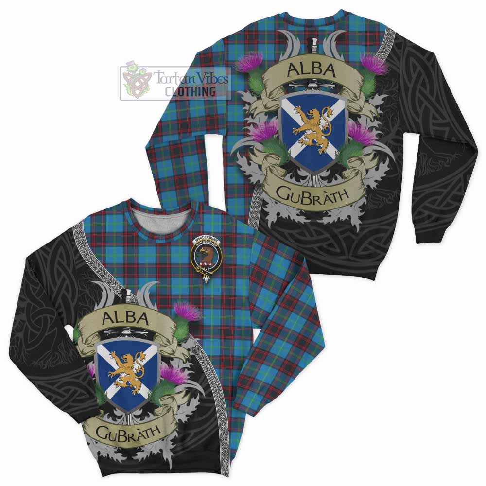 Wedderburn Tartan Family Crest Sweatshirt Lion Rampant Royal Thistle Shield Celtic Inspired - Tartan Vibes Clothing