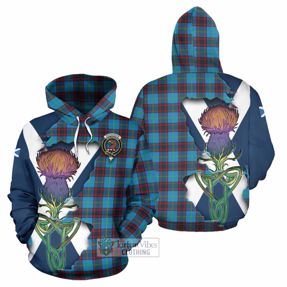 Tartan Vibes Clothing Wedderburn Tartan Family Crest Hoodie Scottish Thistle Celtic Inspired
