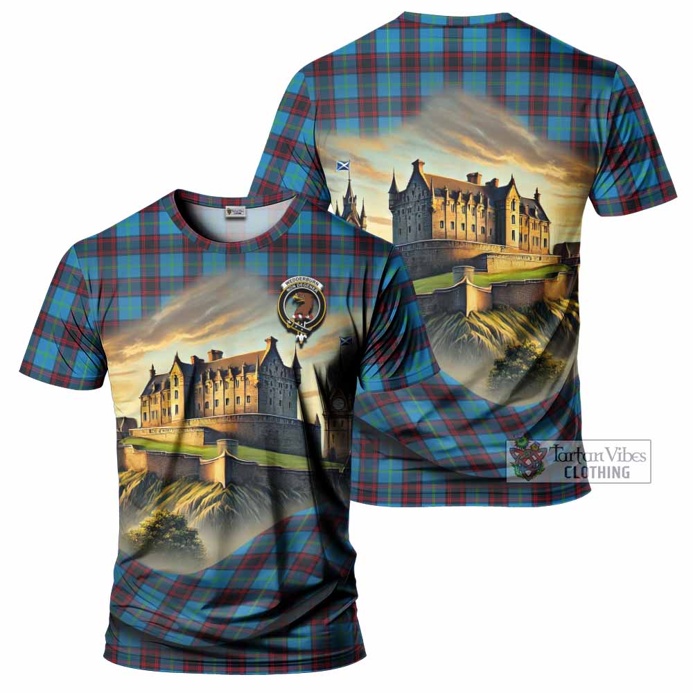 Wedderburn Tartan Family Crest T-Shirt with Scottish Ancient Castle Style - Tartan Vibes Clothing