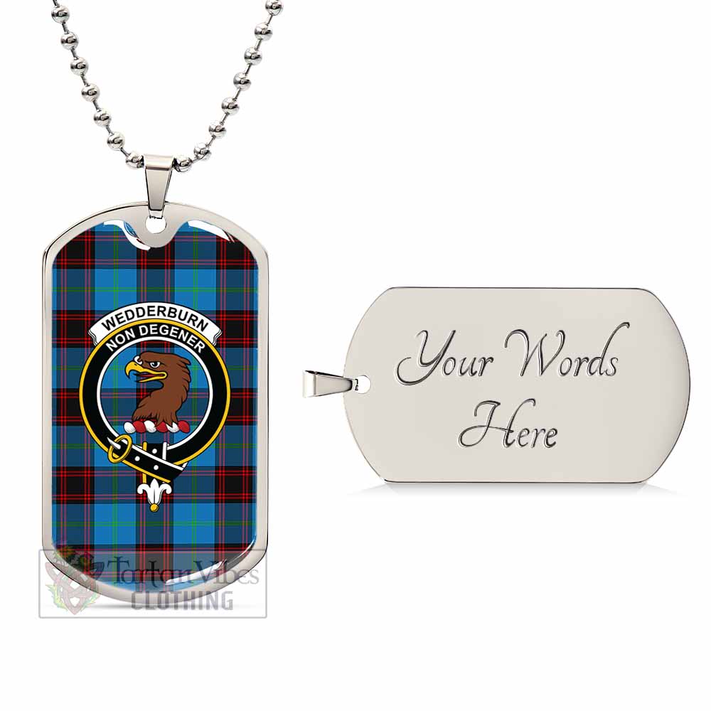 Wedderburn Tartan Dog Tag Necklace with Family Crest Silver Yes - Tartan Vibes Clothing