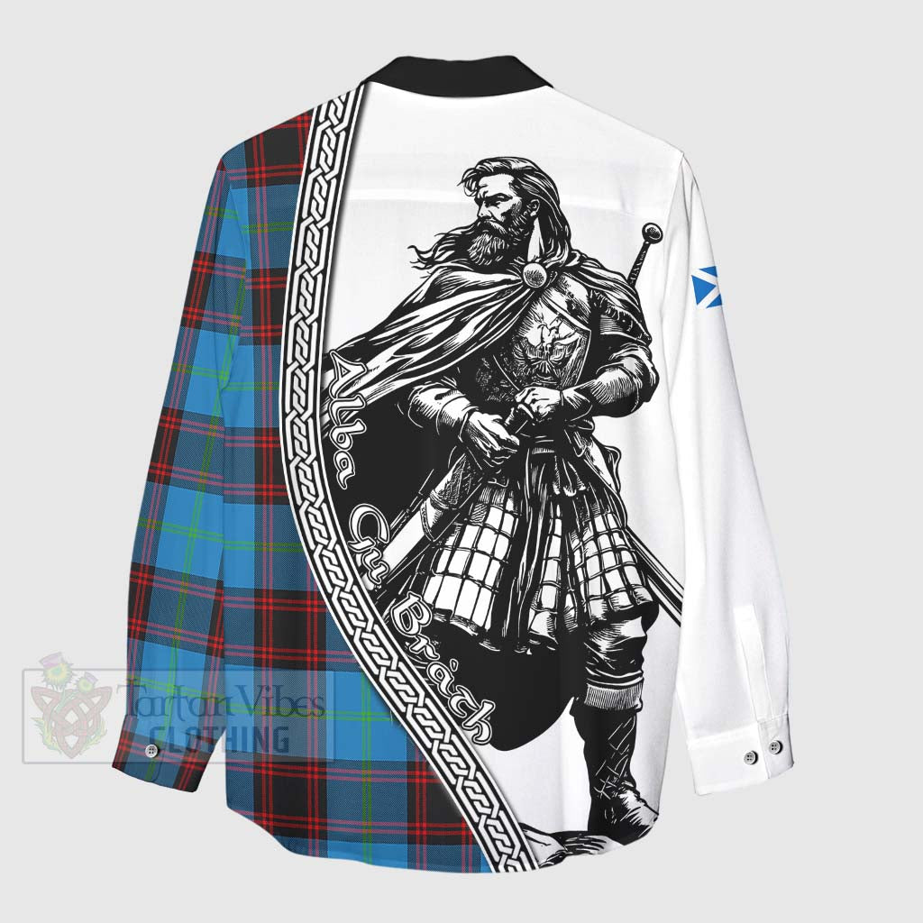 Wedderburn Tartan Clan Crest Women's Casual Shirt with Highlander Warrior Celtic Style - Tartan Vibes Clothing
