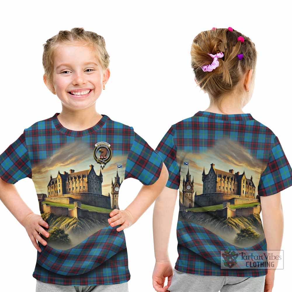 Wedderburn Tartan Family Crest Kid T-Shirt with Scottish Ancient Castle Style - Tartan Vibes Clothing