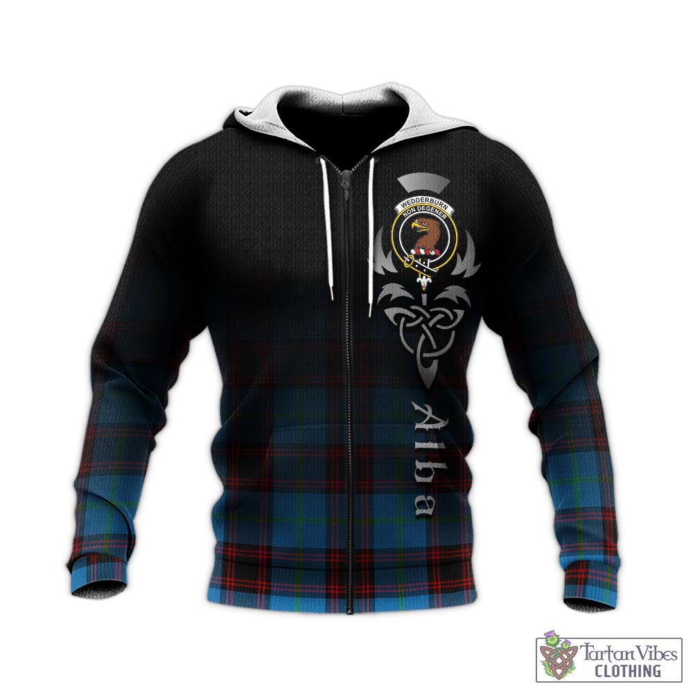 Wedderburn Tartan Knitted Hoodie Featuring Alba Gu Brath Family Crest Celtic Inspired - Tartan Vibes Clothing