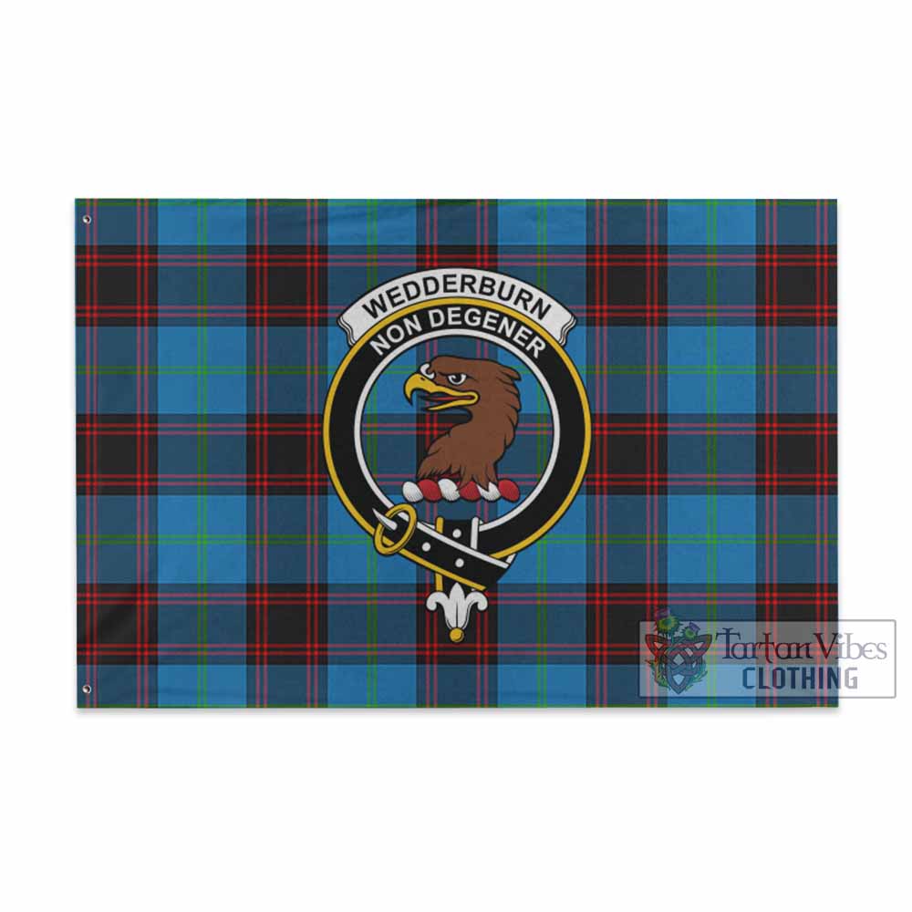 Tartan Vibes Clothing Wedderburn Tartan House Flag with Family Crest