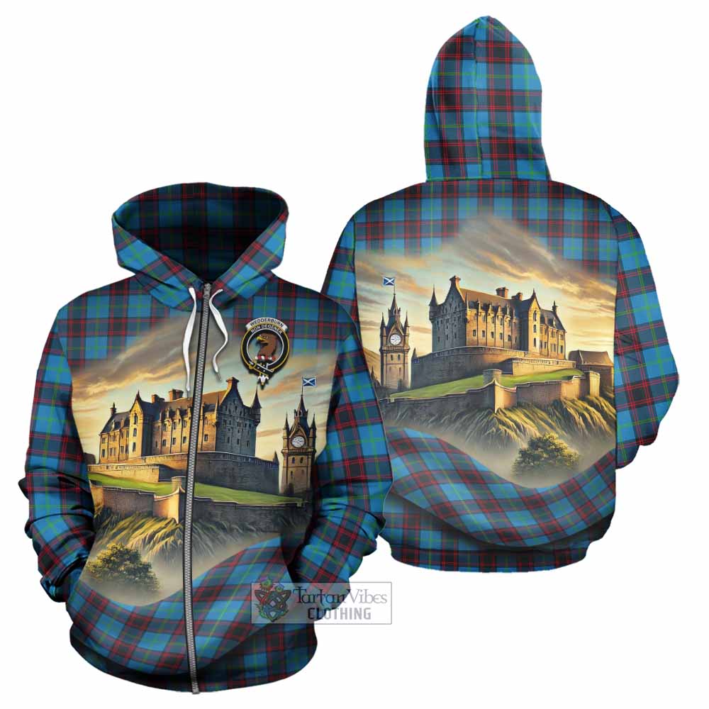 Wedderburn Tartan Family Crest Hoodie with Scottish Ancient Castle Style Zip Hoodie - Tartan Vibes Clothing