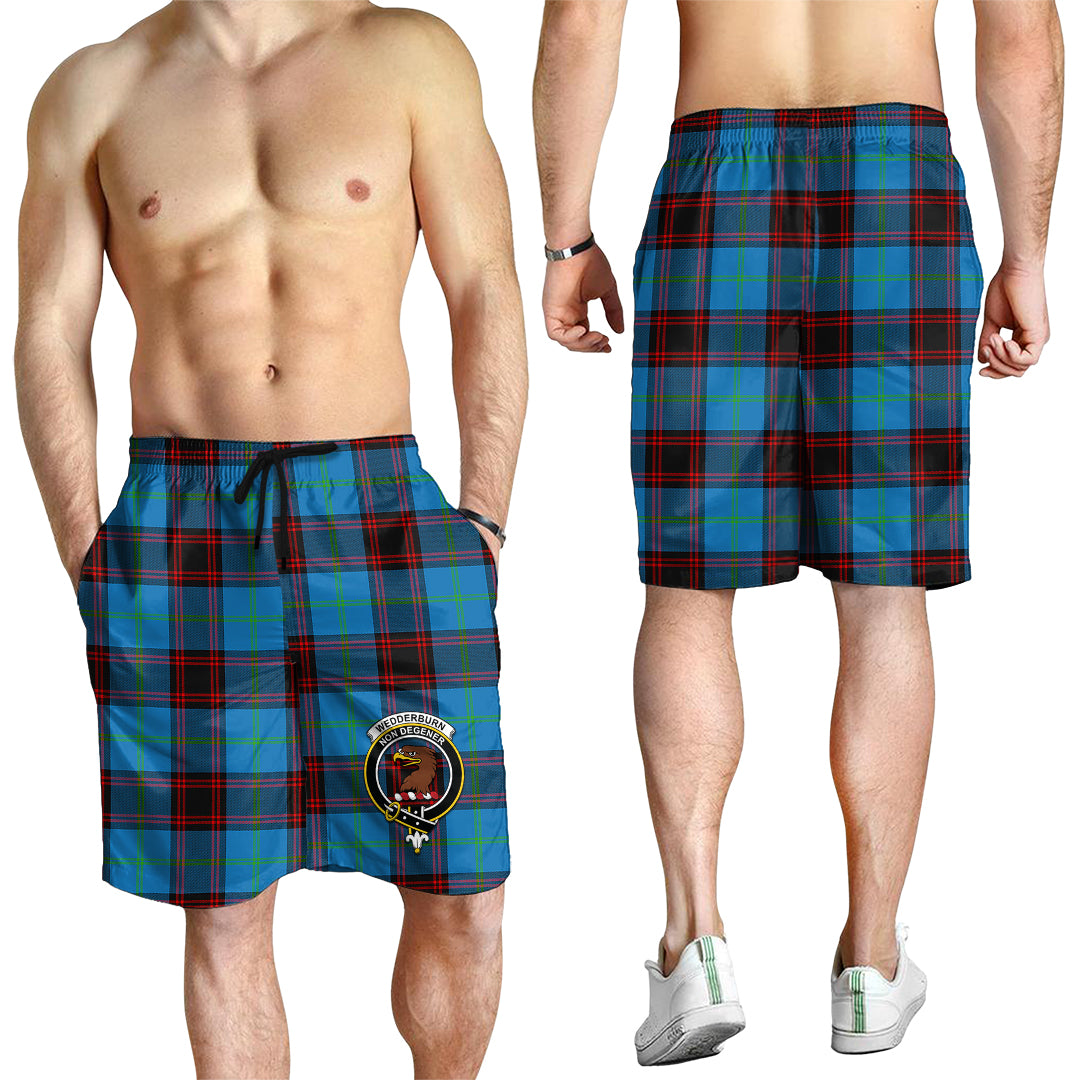 Wedderburn Tartan Mens Shorts with Family Crest - Tartan Vibes Clothing