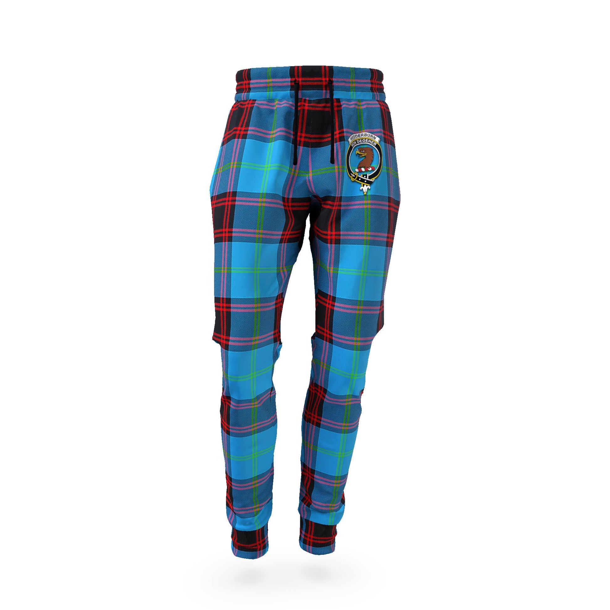 Wedderburn Tartan Joggers Pants with Family Crest - Tartan Vibes Clothing