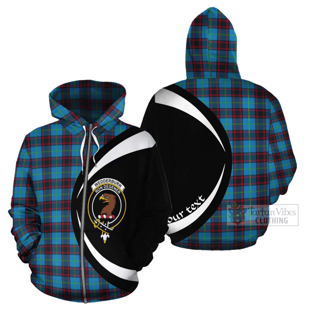 Wedderburn Tartan Cotton Hoodie with Family Crest Circle Style - Tartan Vibes Clothing