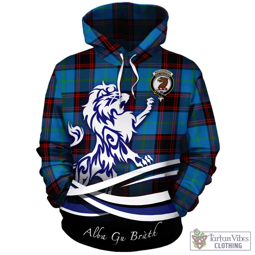 Wedderburn Tartan Hoodie with Alba Gu Brath Regal Lion Emblem - Tartan Vibes Clothing