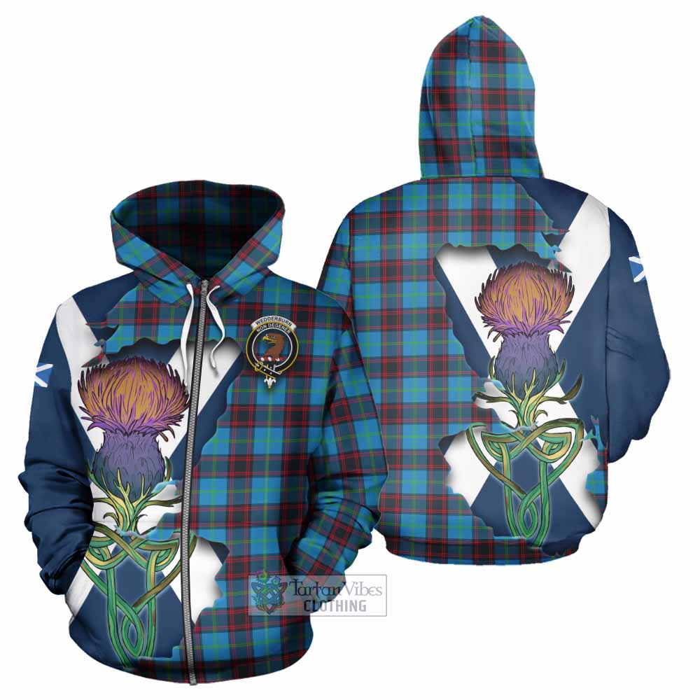 Tartan Vibes Clothing Wedderburn Tartan Family Crest Hoodie Scottish Thistle Celtic Inspired