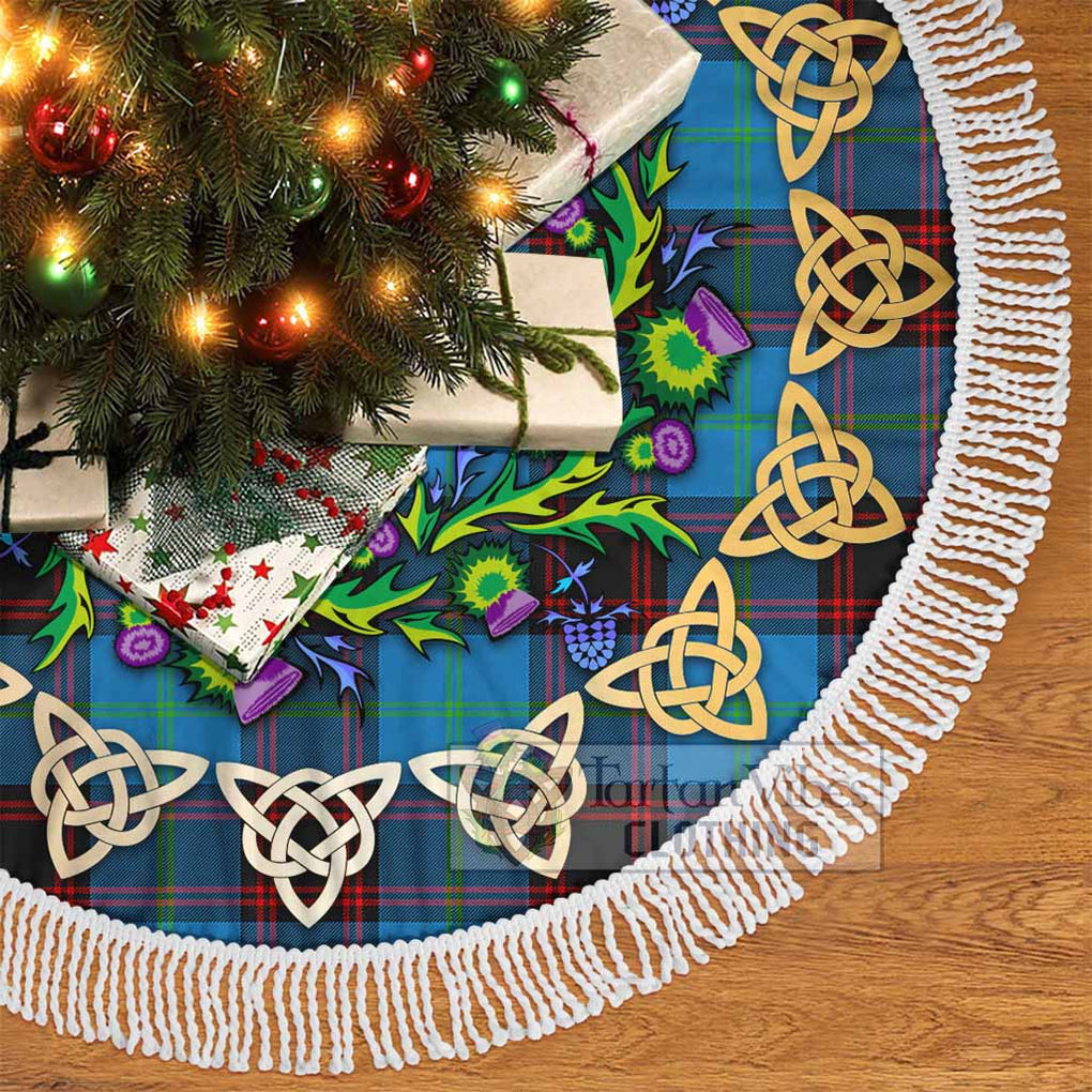 Tartan Vibes Clothing Wedderburn Tartan Christmas Tree Skirt with Thistle Celtic Knot Style