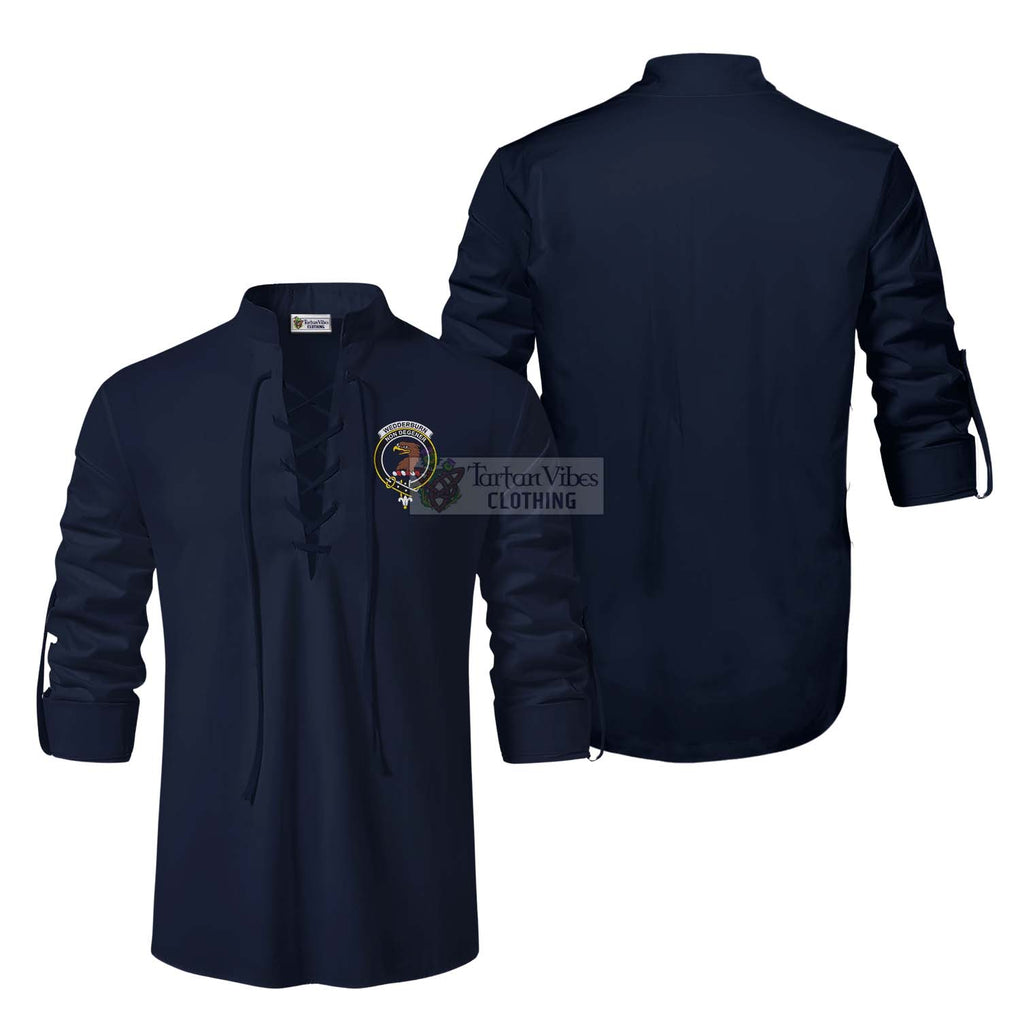 Wedderburn Clan Crest Ghillie Kilt Shirt Men Navy Blue - 2D-tartanvibesclothing