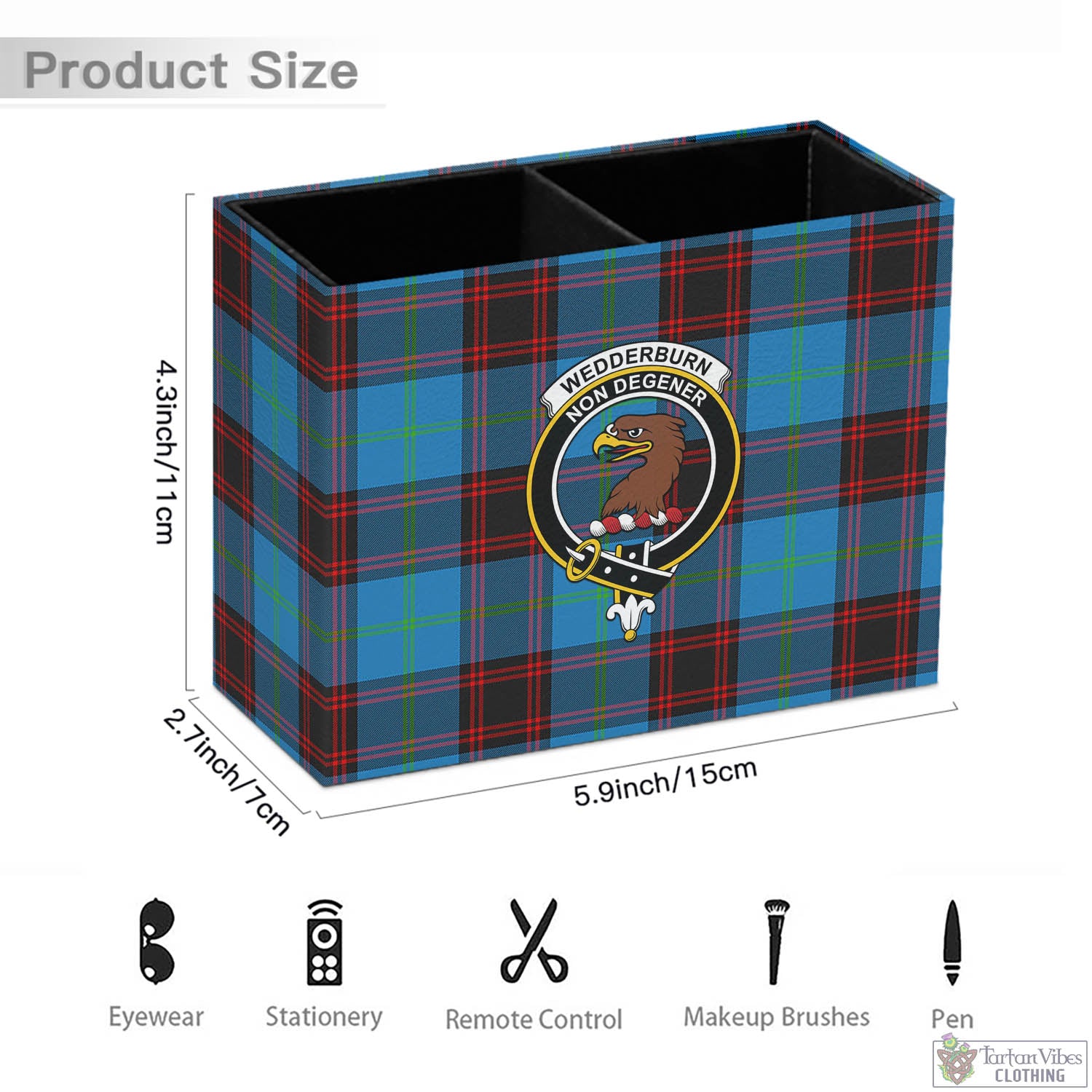 Wedderburn Tartan Pen Holder with Family Crest - Tartan Vibes Clothing