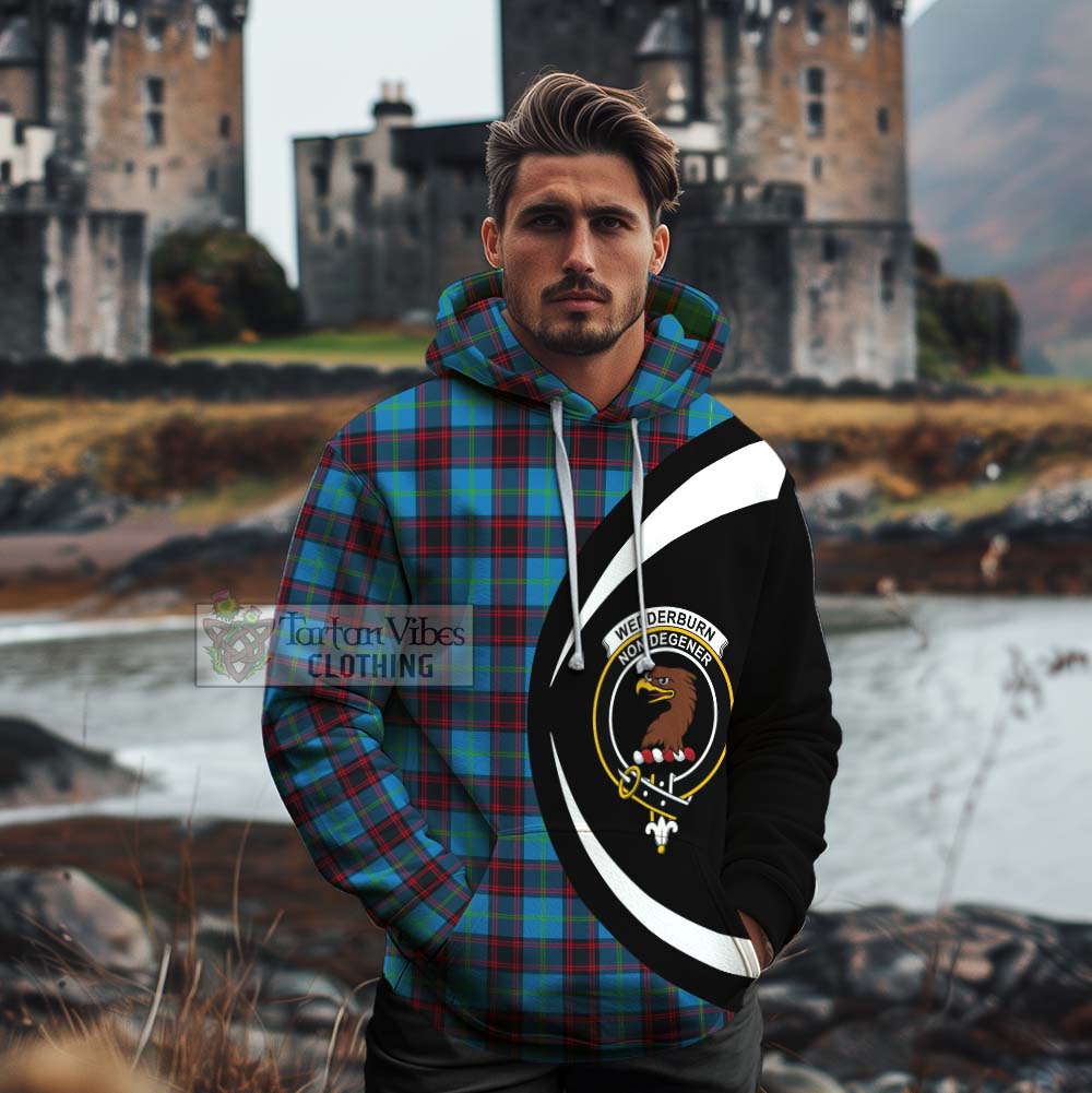 Wedderburn Tartan Cotton Hoodie with Family Crest Circle Style - Tartan Vibes Clothing