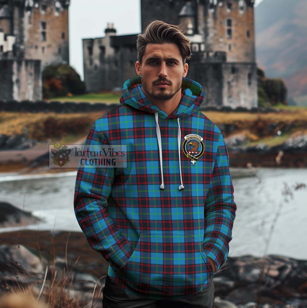 Wedderburn Tartan Cotton Hoodie with Family Crest Celtic Skull Style - Tartan Vibes Clothing